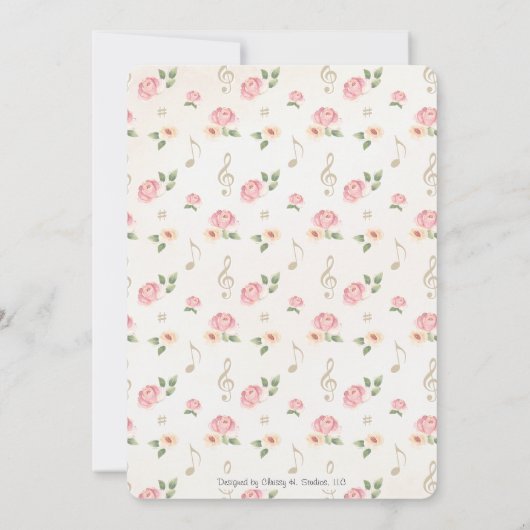 Vinyl Record Floral Waterverf Couples Shower Kaart (Achterkant)