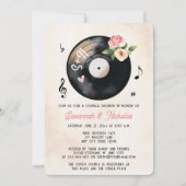 Vinyl Record Floral Waterverf Couples Shower Kaart (Voorkant)