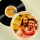 Vinyl Record Foto Save the Date QR Groovy Browns