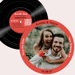 Vinyl Record Foto Save the Date Rood