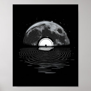 Vinyl Record Full Moon Retro Vinyl Record Poster