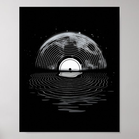 Vinyl Record Full Moon Retro  Vinyl Record Poster (Voorkant)