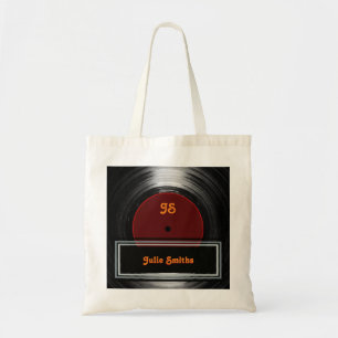Vinyl record. gepersonaliseerd tote bag
