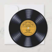 Vinyl record gevormde bruiloft uitnodigen 70s stij kaart (Voorkant)