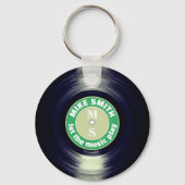 Vinyl Record Groene Aangepaste Sleutelhanger (Voorkant)