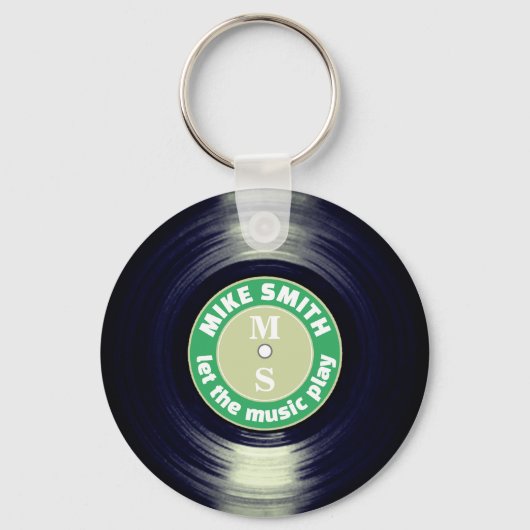 Vinyl Record Groene Aangepaste Sleutelhanger (Voorkant)