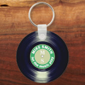 Vinyl Record Groene Aangepaste Sleutelhanger (Voorkant)