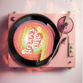 Vinyl Record Groovy Een Eerste Verjaardag Kaart