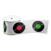 Vinyl Record Kerst Rood en Groen 3" Satijnen Lint (Spoel)
