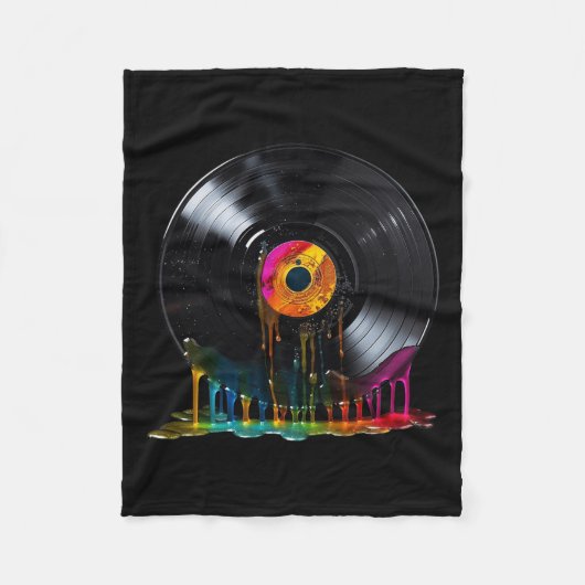 Vinyl Record Kleurrijke Retro Vinyl Record T Fleece Deken (Voorkant)
