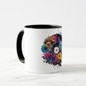 Vinyl record met kleurrijke bloemen mok (Voorkant links)