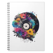 Vinyl record met kleurrijke bloemen notitieboek (Voorkant)