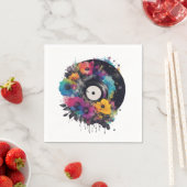 Vinyl record met kleurrijke bloemen servet (Insitu)