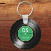 Vinyl Record met Naam Groene Muziek Stijlvol Sleutelhanger (Voorkant)