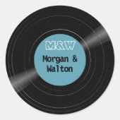 Vinyl Record Monogram  Blue Label Sticker (Voorkant)