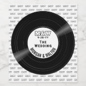 Vinyl Record Monogram Bruiloft Wit Wijn Etiket (Enkel label)