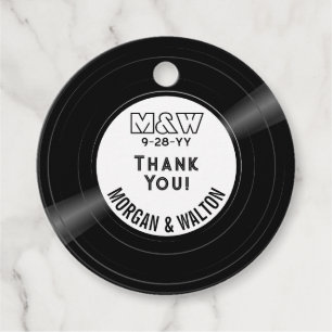 Vinyl Record Monogram Dank u wit Bedankjes Labels
