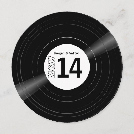 Vinyl Record Monogram Foto Tafelnummer - Wit (Voorkant)