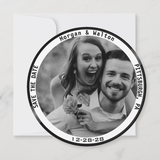 Vinyl Record Monogram Foto - Wit Save The Date (Achterkant)
