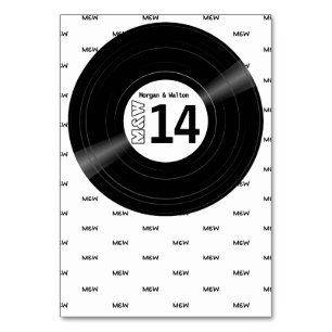 Vinyl Record Monogram Patroon Wit Kaart