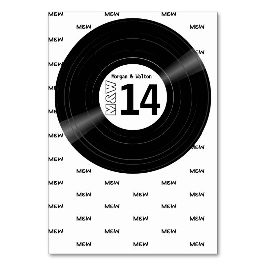 Vinyl Record Monogram Patroon Wit Kaart (Achterkant)