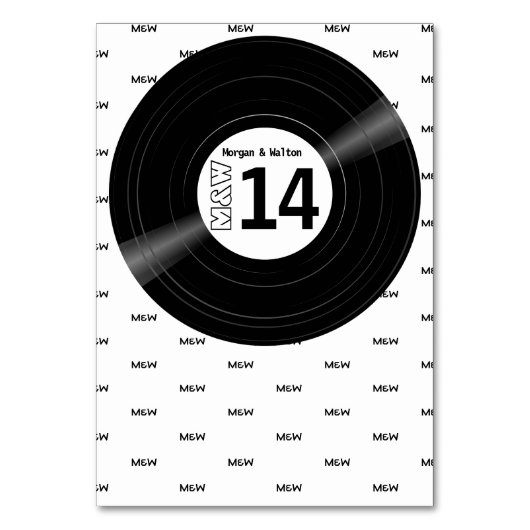Vinyl Record Monogram Patroon Wit Kaart (Voorkant)