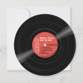 Vinyl Record Monogram - Retro Red Label Save The Date (Voorkant)