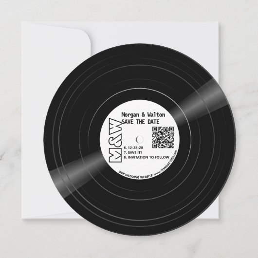 Vinyl Record Monogram - wit label Save The Date (Achterkant)