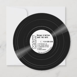 Vinyl Record Monogram - wit label Save The Date