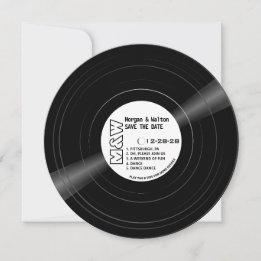 Vinyl Record Monogram - wit label Save The Date