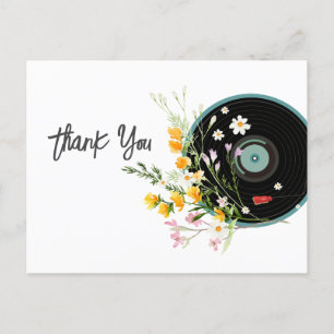 Vinyl Record, Oldies Rustic, bloemen Briefkaart