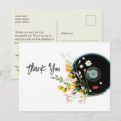 Vinyl Record, Oldies Rustic, bloemen Briefkaart (Voorkant / Achterkant)