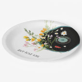 Vinyl Record, Oldies Rustic, bloemen Papieren Bordje (Gekanteld)
