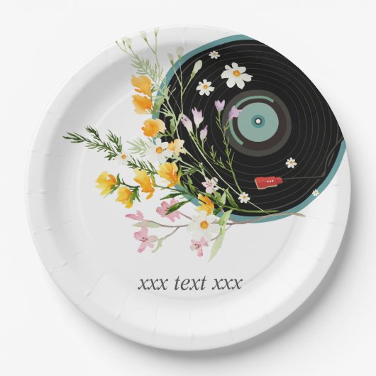 Vinyl Record, Oldies Rustic, bloemen Papieren Bordje (Voorkant)