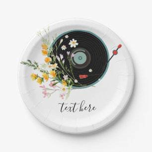 Vinyl Record, Oldies Rustic, bloemen Papieren Bordje