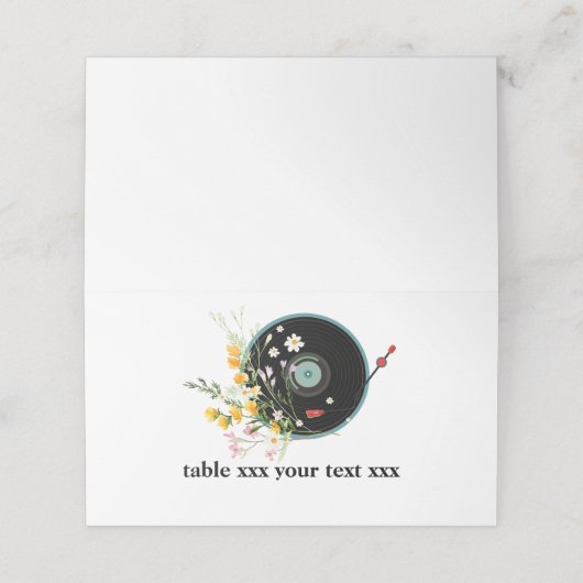 Vinyl Record, Oldies Rustic, bloemen Plaatskaartje (Buitenkant ongevouwen)