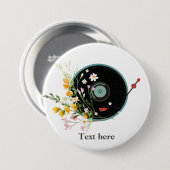 Vinyl Record, Oldies Rustic, bloemen Ronde Button 7,6 Cm (Voorkant /achterkant)
