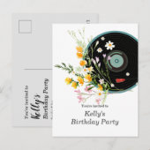 Vinyl Record, Oldies Rustic-muziek, bloemen, volwa Uitnodiging Briefkaart (Voorkant / Achterkant)
