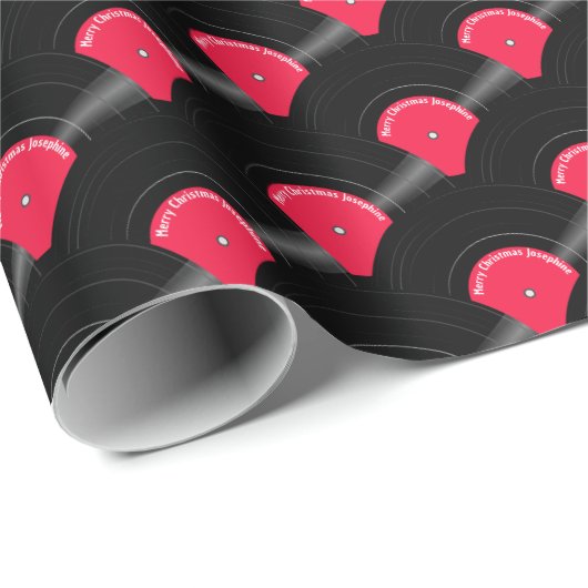 Vinyl Record Patroon Aangepast Rood Inpakpapier (Rol Hoek)