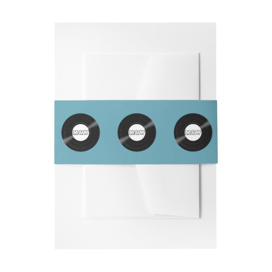 Vinyl Record Patroon met Monogram bewerkbare kleur Uitnodigingen Wikkel (Voorkant Voorbeeld)