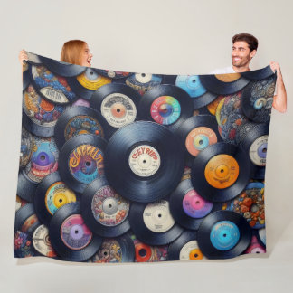 Vinyl Record Pattern 80s Retro Spectrum Fleece Deken