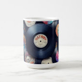 Vinyl Record Pattern 80s Retro Spectrum Koffiemok (Center)