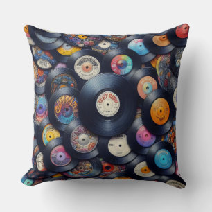 Vinyl Record Pattern 80s Retro Spectrum Kussen