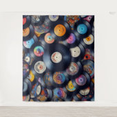 Vinyl Record Pattern 80s Retro Spectrum Wandkleed (Voorkant)