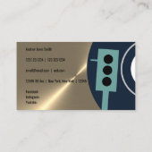 Vinyl Record Platenspeler - Goud, groen en marineb Visitekaartje (Achterkant)