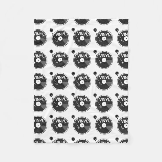 Vinyl Record Platenspeler zwart-wit Fleece Deken (Voorkant)