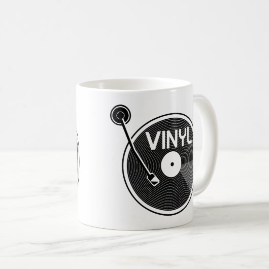 Vinyl Record Platenspeler zwart-wit Koffiemok (Voorkant rechts)