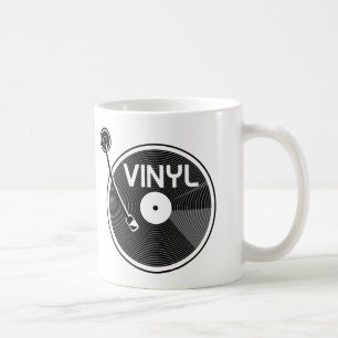 Vinyl Record Platenspeler zwart-wit Koffiemok