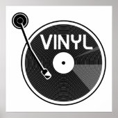 Vinyl Record Platenspeler zwart-wit Poster (Voorkant)