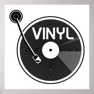 Vinyl Record Platenspeler zwart-wit Poster